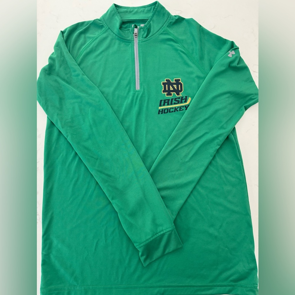 NWOT Notre Dame Under Armour Men's Small HeatGear 1/4 Zip Lightweight Jacket